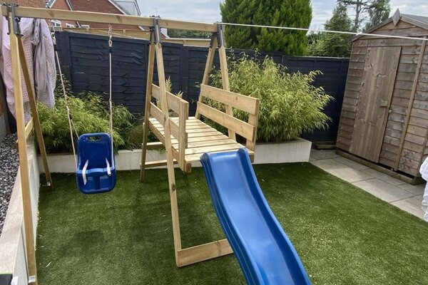 Outdoor Swing and Slide Assembly